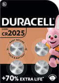 Miniatyrbillede 1 af 7: Duracell Lithium CR2025 møntcellebatteri - 4 stk