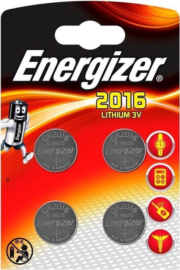 Energizer Battery Button Cell Lithium 3v Cr2016 4 stk