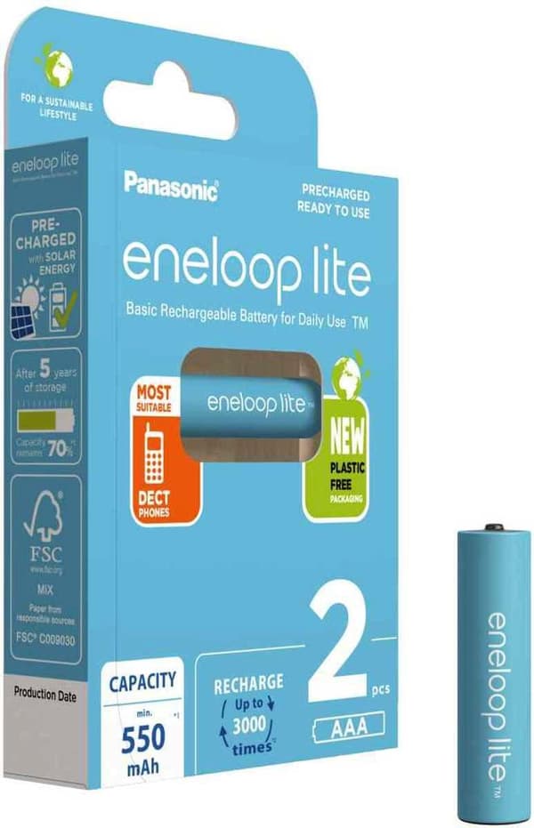 Panasonic eneloop lite genopladeligt AAA-batteri - 550 mAh - NiMH - 2 stk.
