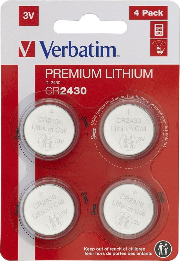 Verbatim Lithium Battery Button Cell CR2430 3V 4x (#49534)