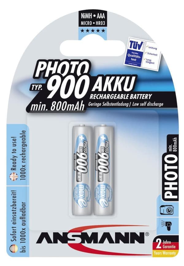 Ansmann Photo nikkelimetallihydridi (NiMH) 900 mAh 1,2 V ladattava akku