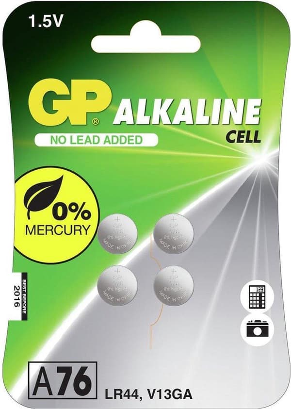 GP Alkaline 76A (LR44) knapcellebatterier - 4 stk