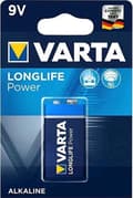 Miniatyrbillede 1 af 3: Varta Household Longlife Power 9V blokbatteri 4922 6LR61 (separat) Alkaline batteri 4008496573493