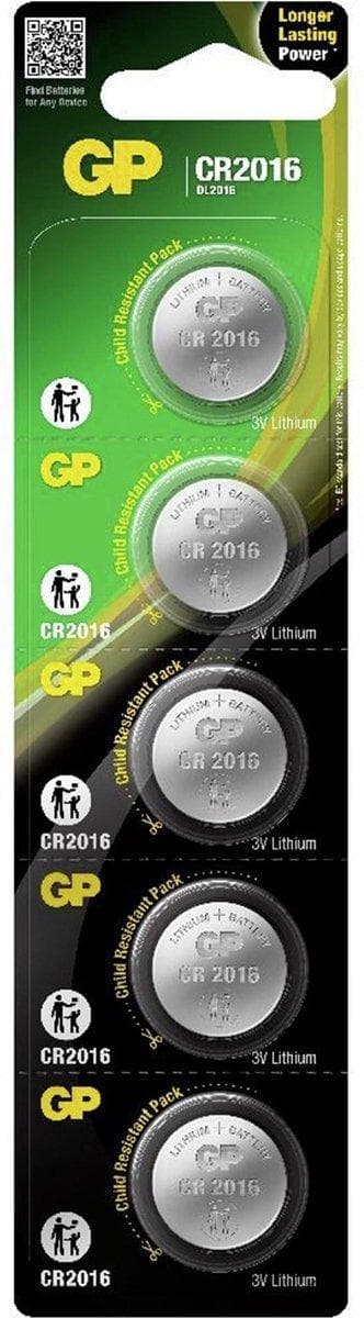 GP Lithium CR2016 knapcellebatterier - pakke med 5