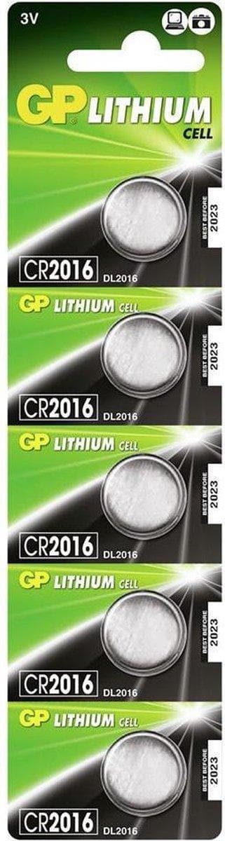 GP Lithium CR2016 knapcellebatterier - pakke med 5