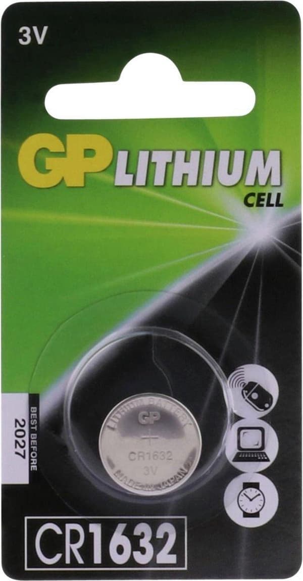 Gp-knapcellebatteri Cr1632 Lithium 3v Sølv