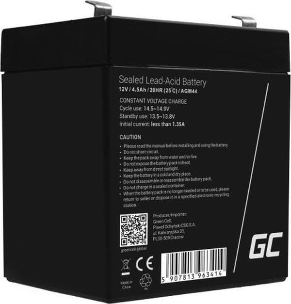 Green Cell AGM44 UPS batteri forseglet blysyre (VRLA) 12 V 4,5 Ah