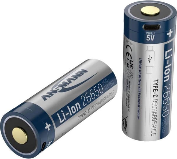 Ansmann Li-Ion 26650 5100mAh 3,6V Micro-USB-stik 1307-0012 (1307-0012)