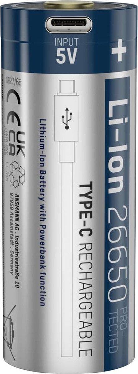 Ansmann Li-Ion 26650 5100mAh 3,6V Micro-USB-stik 1307-0012 (1307-0012)