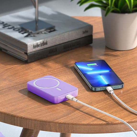 Magnetisk Trådlös Powerbank 10000 mAh – Lila