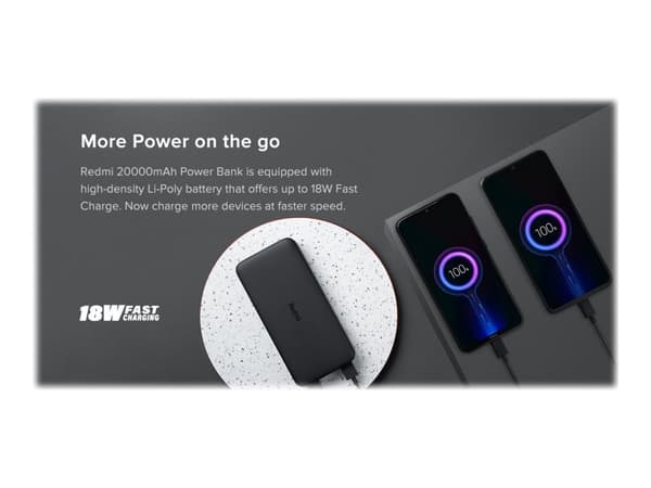 Xiaomi Redmi 18W Powerbank 20000 mAh – Snabb – Svart