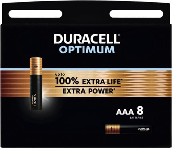 Duracell batteri Optimum AAA, pakke med 8 (00192930)