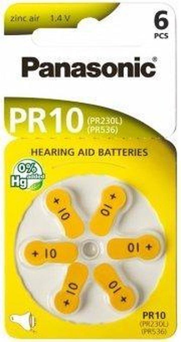Panasonic - Batteri 6 x PR10 - Zinkluft - Silver