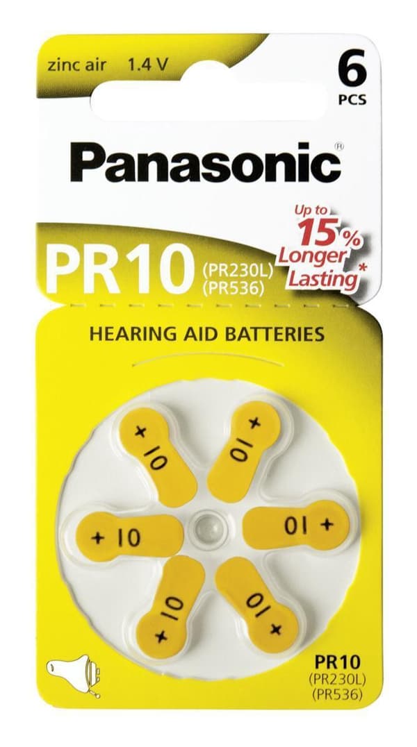 Panasonic - Batteri 6 x PR10 - Zinkluft - Silver