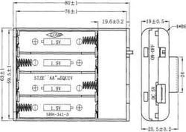 Batteriholder til 4 x AA batterier