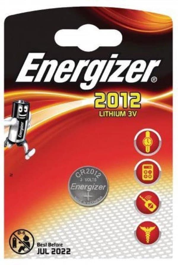 Energizer Battery Button Cell Lithium 3v Cr2012 pr stk