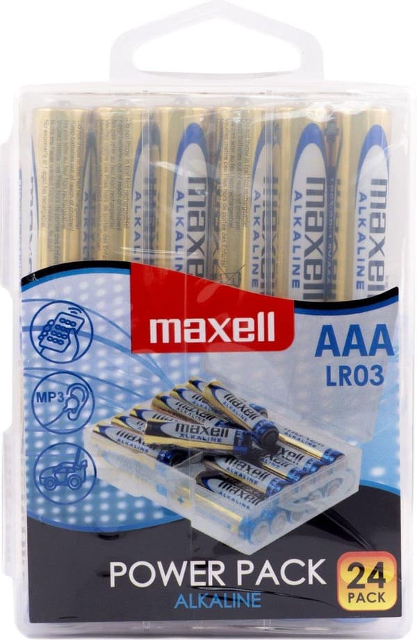 MAXELL batteri Alkaline LR03, VÆRDIÆSKE 24 stk.