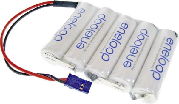 Panasonic akkupaketti 5 mignon (AA) kaapeli, pistoke NiMH eneloop series F1x5 Graupner 6 V 1900 mAh (124268)