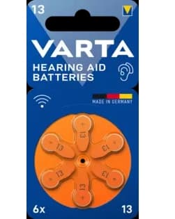 VARTA kuulokojeen nappiparisto "Kuulokojeen paristot" 13 sinkki-ilmaparisto, 1,45 V, halkaisija: 7,9 x (K) 5,4 mm, - 1 kpl (24606101416)