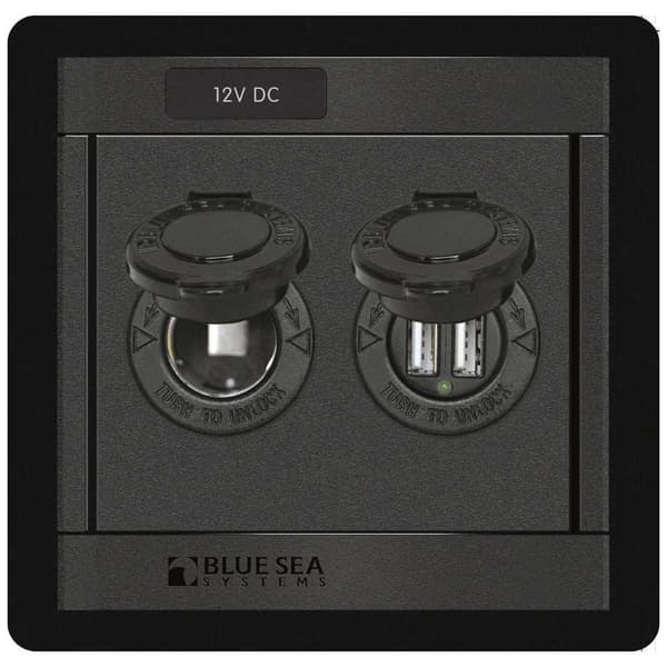 Blue Sea Systems Pistorasia Ja Kaksi Usb-laturia 12v Dc Musta