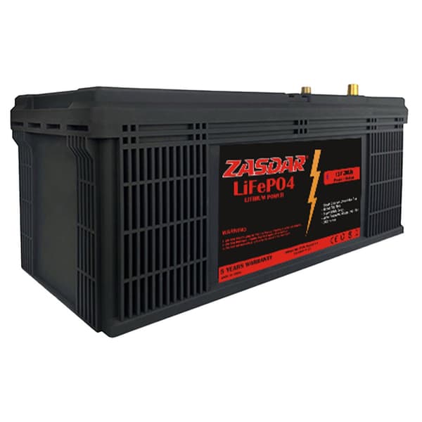 Zasdar Litiumakkulaturi Lifepo4 12v 200ah Bluetooth Musta