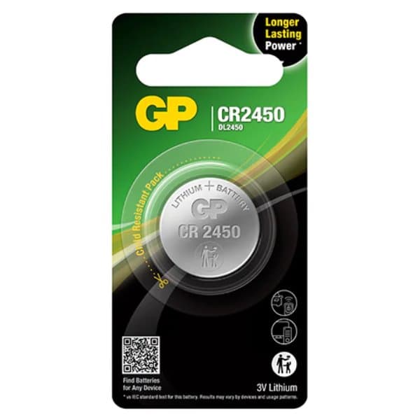 GP Lithium Cell Battery CR2450, 3V, 1-pack