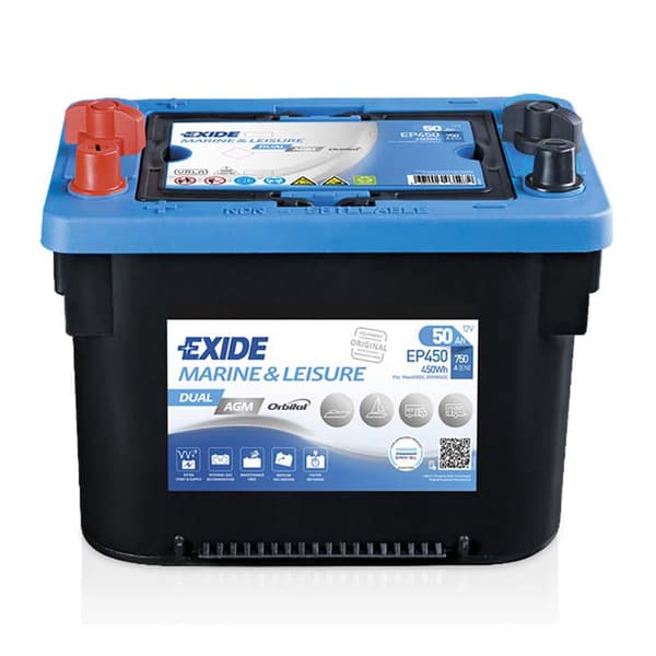 Exide Akku 12v/50ah 750 Cca Dual Agm Ep450 Kirkas
