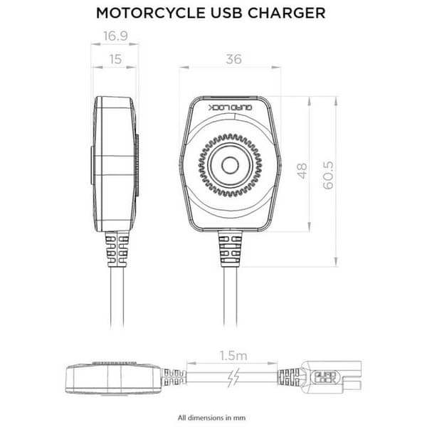 Quad Lock Laddare Usb Silver