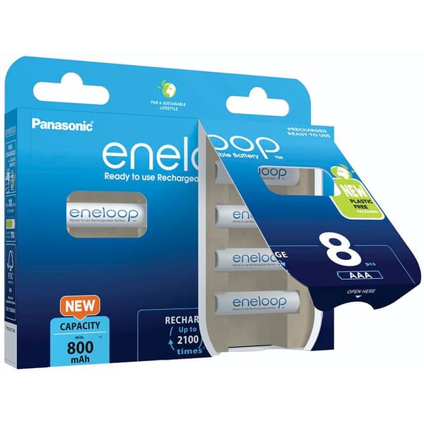 Eneloop Genopladeligt Batteri Bk-4mcde/8be 800mah 8 Enheder Søvfarvet