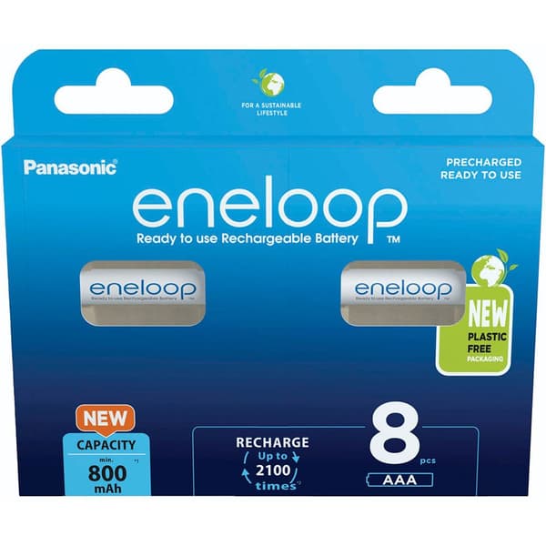 Eneloop Genopladeligt Batteri Bk-4mcde/8be 800mah 8 Enheder Søvfarvet