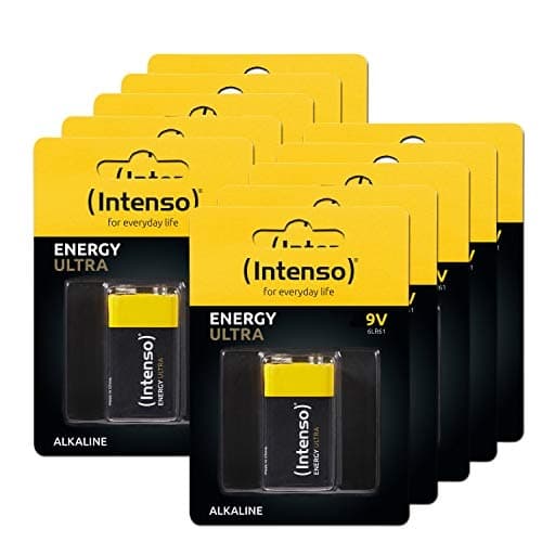 10x Intenso Energy Ultra 9V blok alkalisk batteri - 6LR61, 10x 9V blok pakke med 1
