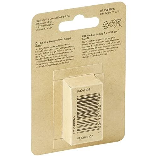 Voltcraft 6LR61 9 V blokbatteri alkalisk mangan 550 mAh 9 1 stk (VC-12944325)