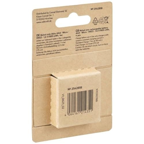VOLTCRAFT HR03 Micro (AAA) batteri NiZn 550 mAh 1,6 V 1 stk (VC-12714090)