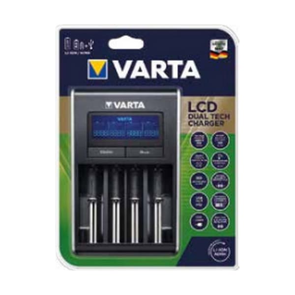 Batteroplader Varta 57676 101 401 AA/AAA Batterier x 4 Sort, Sølv