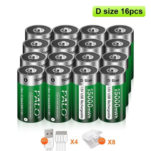 Genopladeligt Lithium-ion Batteri, USB Opladning, Egnet til Gas Komfur/Vandvarmer, 16PCS batteri
