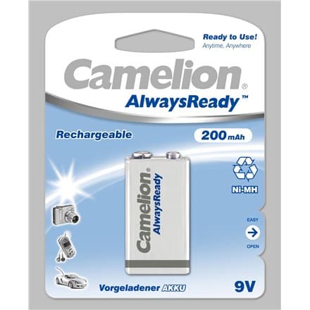 Camelion | 9V/6HR61 | 200mAh | Always Ready Genopladelige Ni-MH-batterier | 1 stk(er)