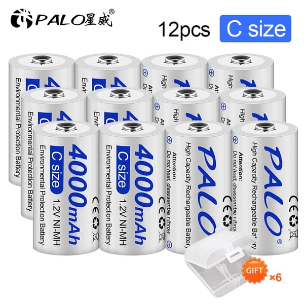 Genopladeligt C-batteri, 4000mAh kapacitet, NI-MH teknologi, Blå, 1,2V