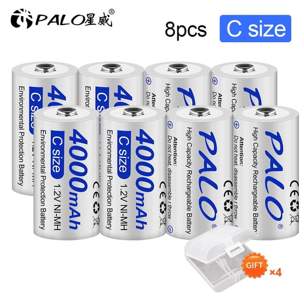 Genopladeligt C-batteri, 4000mAh kapacitet, NI-MH teknologi, Blå, 1,2V
