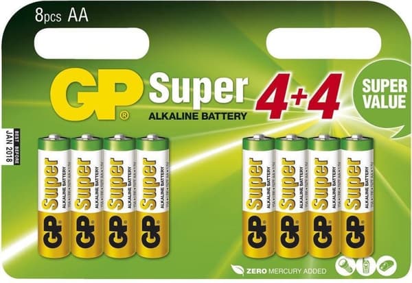 GP Super Alkaline AA batterier - 8 stk