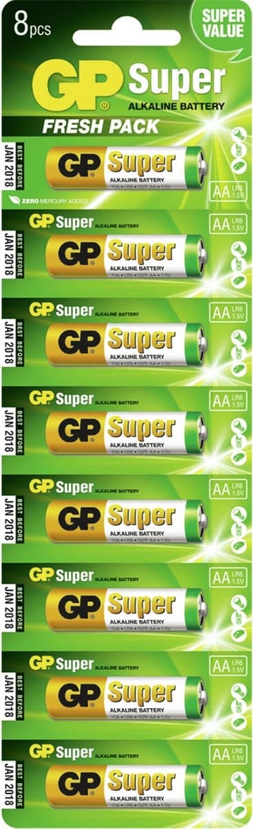 GP Super Alkaline AA batterier - 8 stk