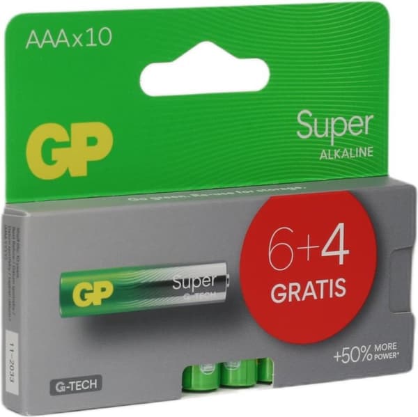 GP Super Alkaline batteri - AAA - 10-pak - action blister (6+4)
