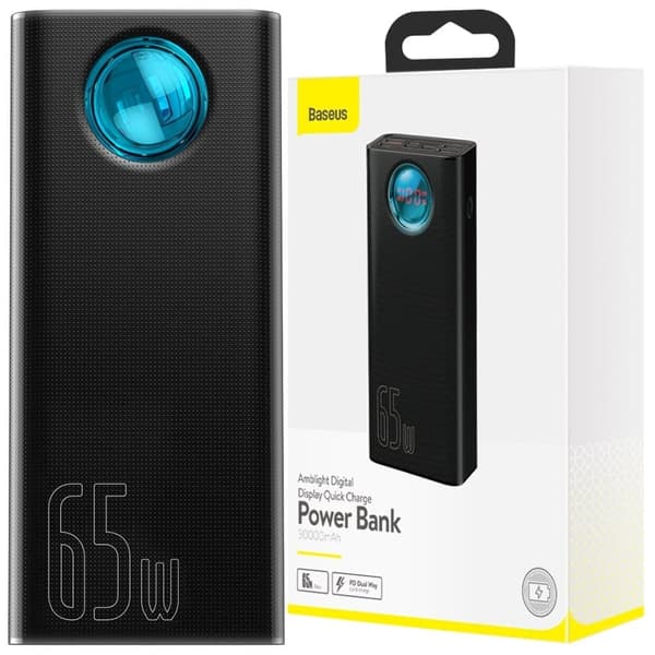 Baseus Amblight Powerbank 65W 30000mAh Overseas Edition svart (PPLG000101) Sort