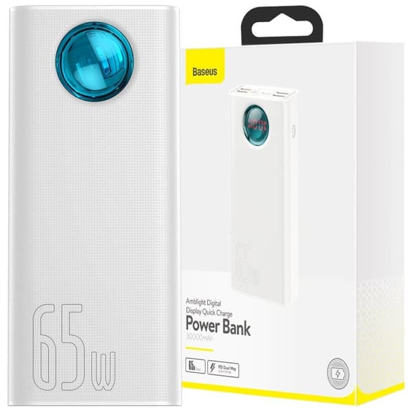 Baseus Amblight Powerbank 65W 30000mAh Overseas Edition hvit (PPLG000102)