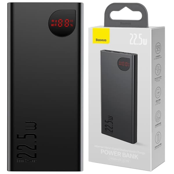 Baseus Adaman Metal powerbank med hurtiglading 10000mAh 22,5W (Overseas Edition 2021) svart Sort
