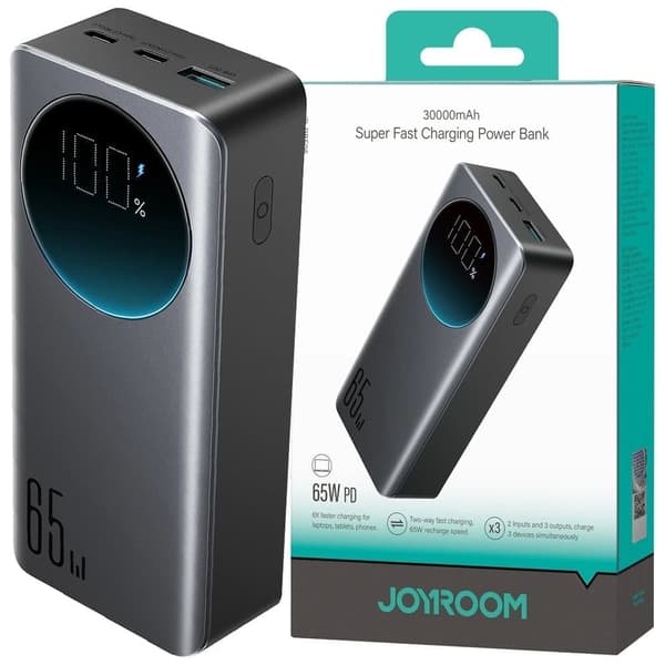 Joyroom 30000mAh 65W strømbank med digital skjerm (JR-PBF05) - svart Sort
