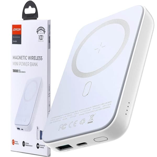 Joyroom Powerbank 10000mAh 20W Strømforsyning Hurtiglading magnetisk Qi 15W trådløs lader for iPhone kompatibel MagSafe hvit (JR-W020 hvit