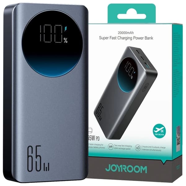 Joyroom Powerbank 65W 20000mAH svart (JR-PBF04)