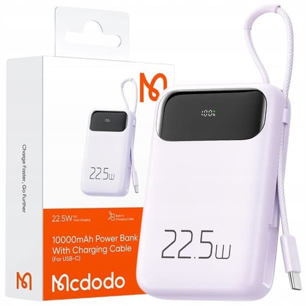 MCDODO POWERBANK 10000MAH MED 3X DISPLAY USB-C 22,5W + USB-C-KABEL