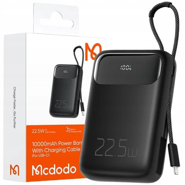 MCDODO POWERBANK 10000MAH MED USB MONITOR USB-C 22,5W + LYNKABEL