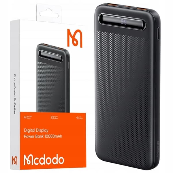 MCDODO POWERBANK 10000MAH MED DISPLAY 2X USB USB-C 2A 10W + USB-C-KABEL